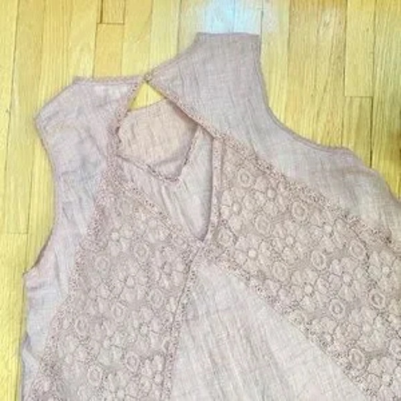 Umgee Sleeveless Lace Panel Ruffle Hem Mauve Mini Dress - Tunic Top Size L - Picture 9 of 11